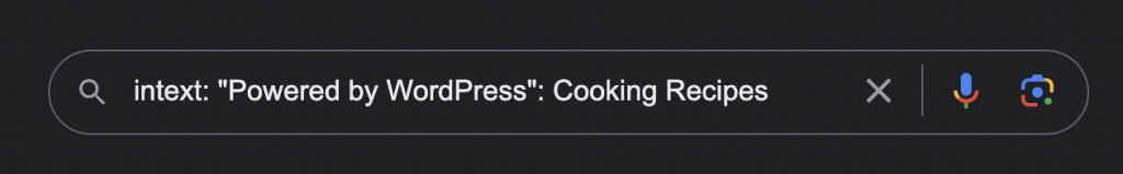 Specific query on Google for find Cooking Recipes Bloggers